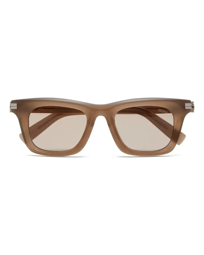 Ermenegildo Zegna Sonnenbrille mit eckigem Gestell - Braun Braun