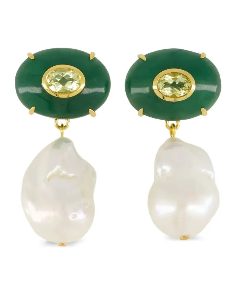 Lizzie Fortunato Ohrringe mit Perlen - Grün Grün