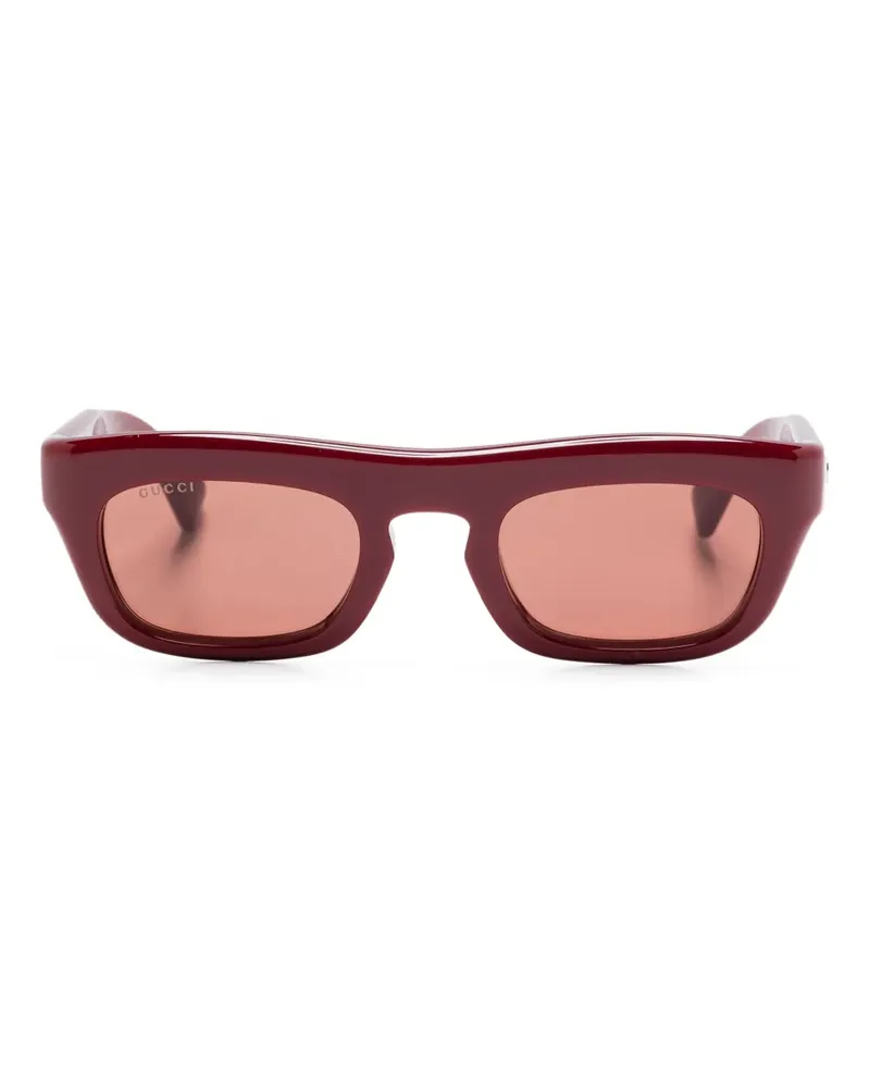 Gucci Sonnenbrille mit eckigem Gestell - Rot Rot