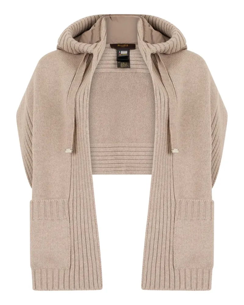 MOORER Luisia-Cwh hooded ribbed-knit scarf - Nude Nude