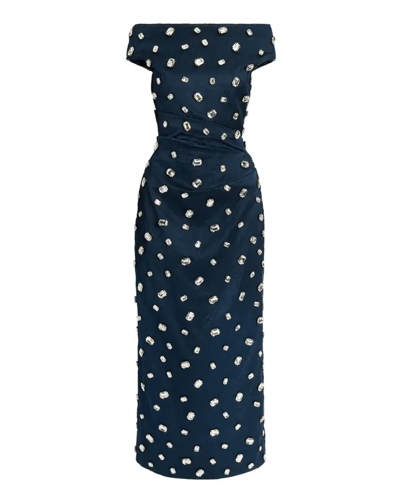 Erdem Strukturiertes Maxikleid mit Kristallen - Blau Blau