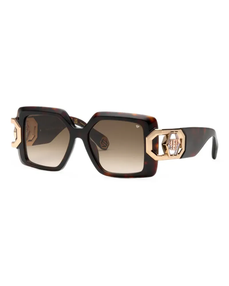 Philipp Plein Hera tortoiseshell-effect oversized-frame sunglasses - Braun Braun