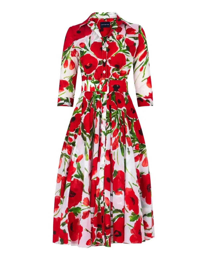 Samantha Sung Aster floral-print belted dress - Rot Rot