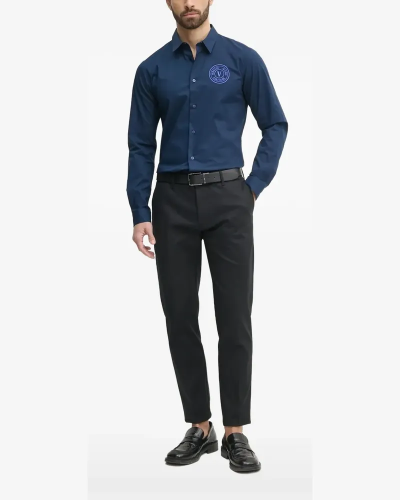 Versace Jeans Hemd mit Logo-Stickerei - Blau Blau