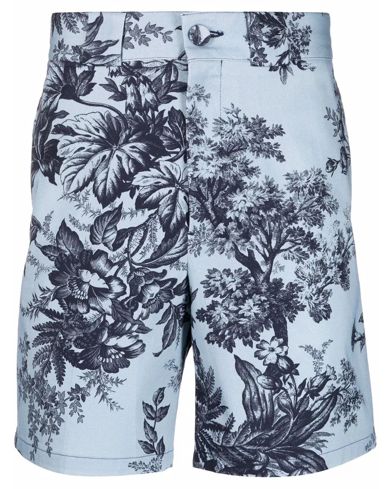 Erdem Bermudas mit Blumen-Print Blau