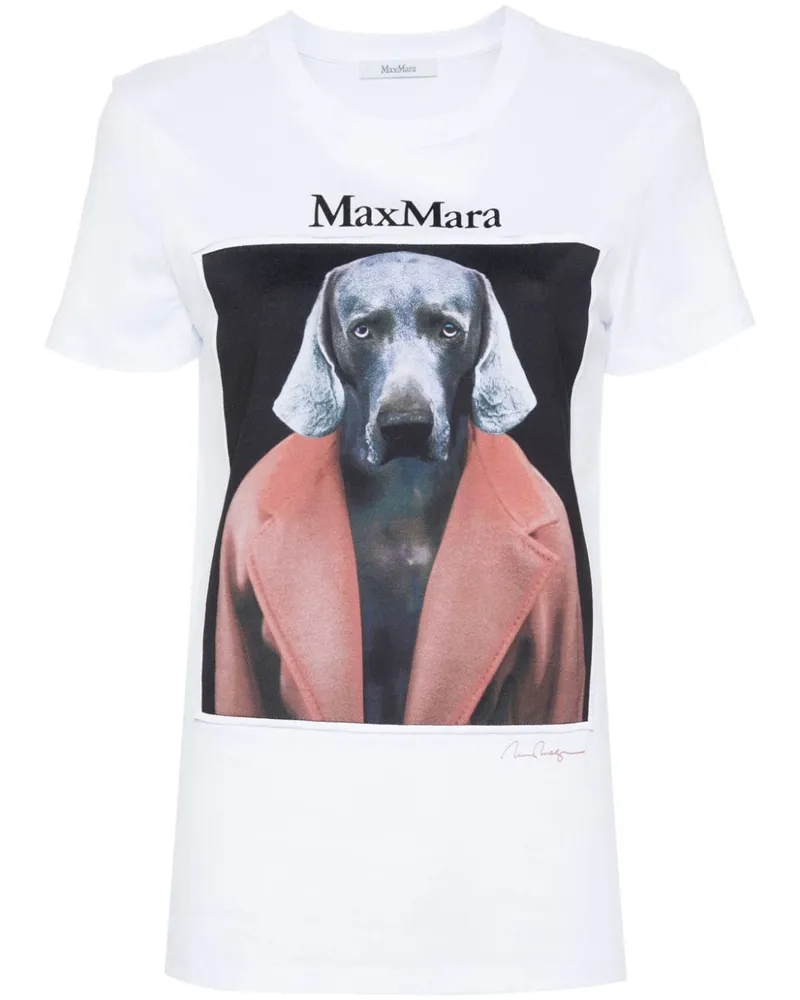 Max Mara Cipria dog-print T-shirt Weiß