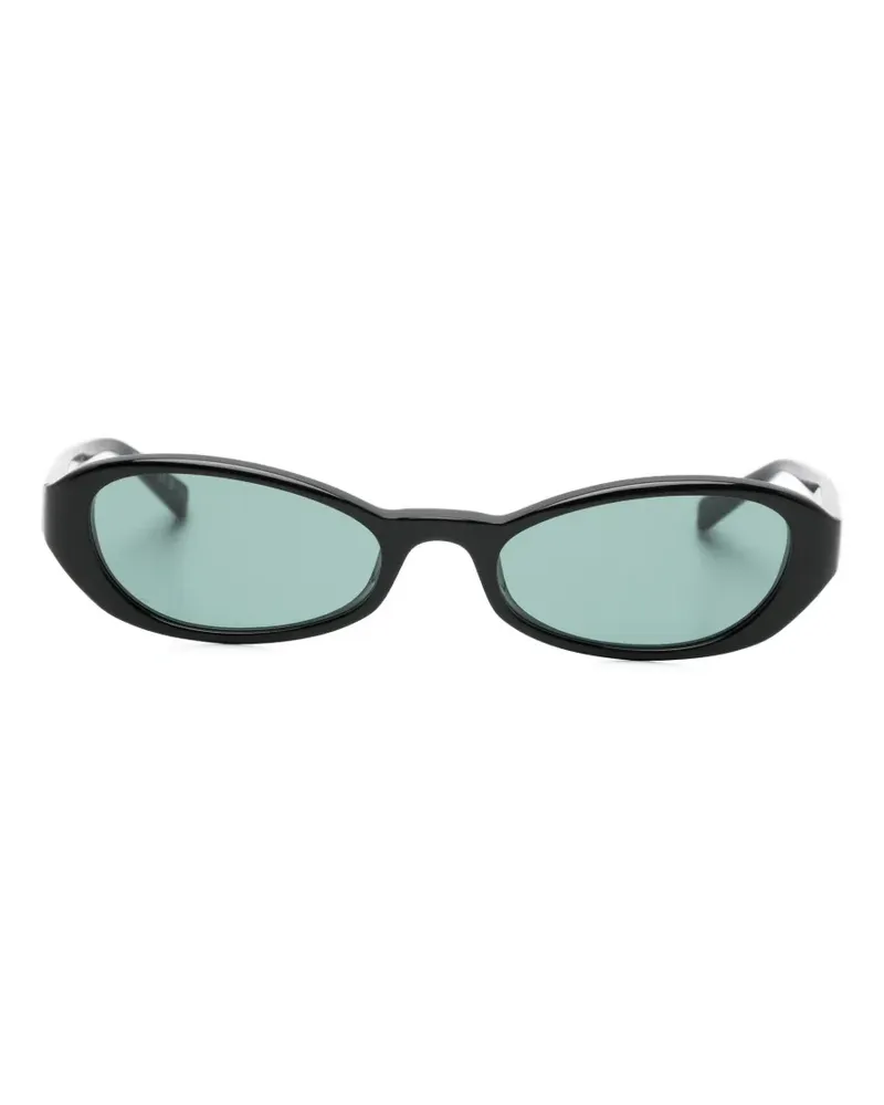 Saint Laurent Sonnenbrille mit ovalem Gestell - Schwarz Schwarz