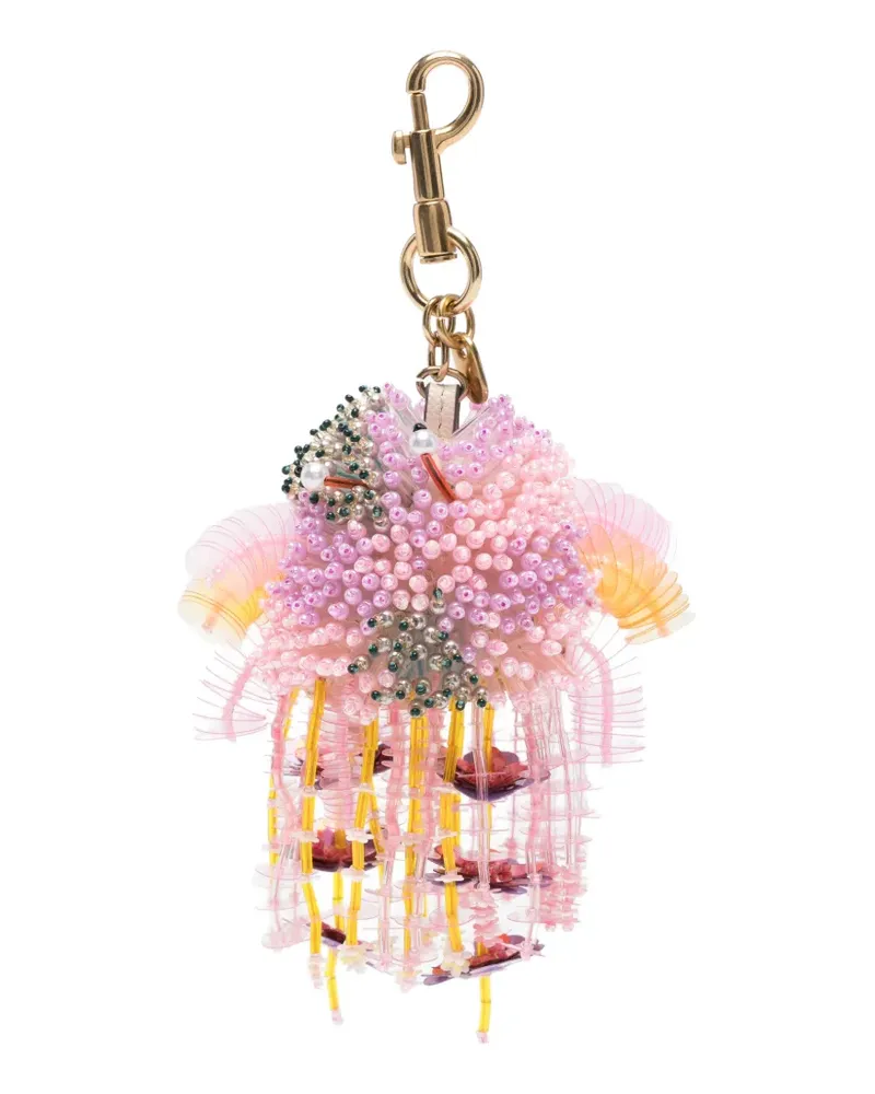 Anya Hindmarch bead-embellished sequined keyring - Rosa Rosa