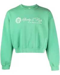 SPORTY & RICH Cropped-Sweatshirt mit Logo-Print Grün