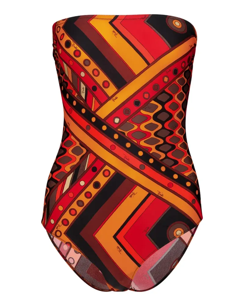 Emilio Pucci Vivara-print strapless swimsuit - Rot Rot
