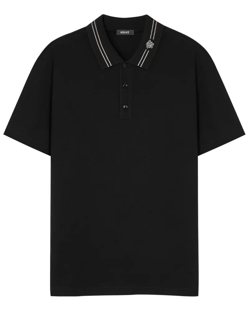 Versace Poloshirt mit Medusa-Stickerei - Schwarz Schwarz
