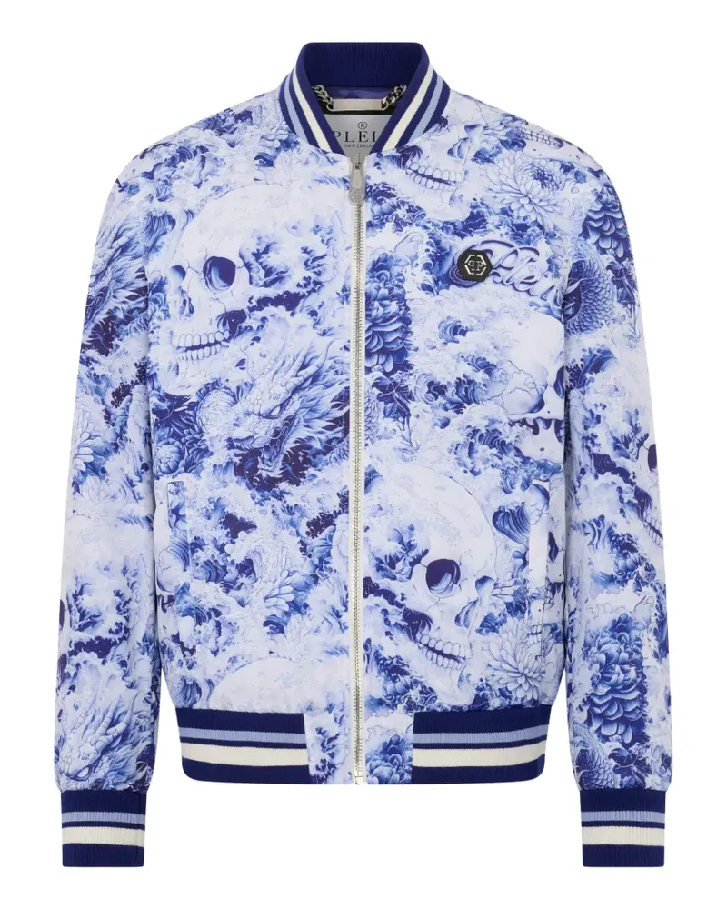 Philipp Plein Bomberjacke mit Blumenmuster - Weiß Weiß
