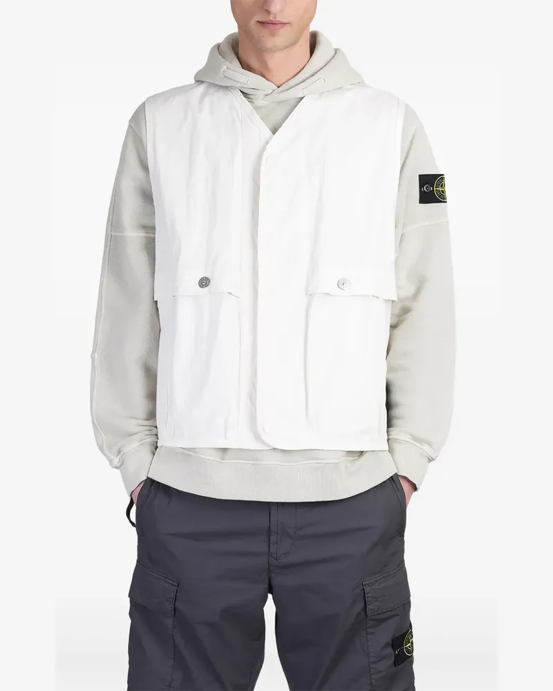 Stone Island Kapuzenjacke mit Kompass-Patch - Weiß Weiß