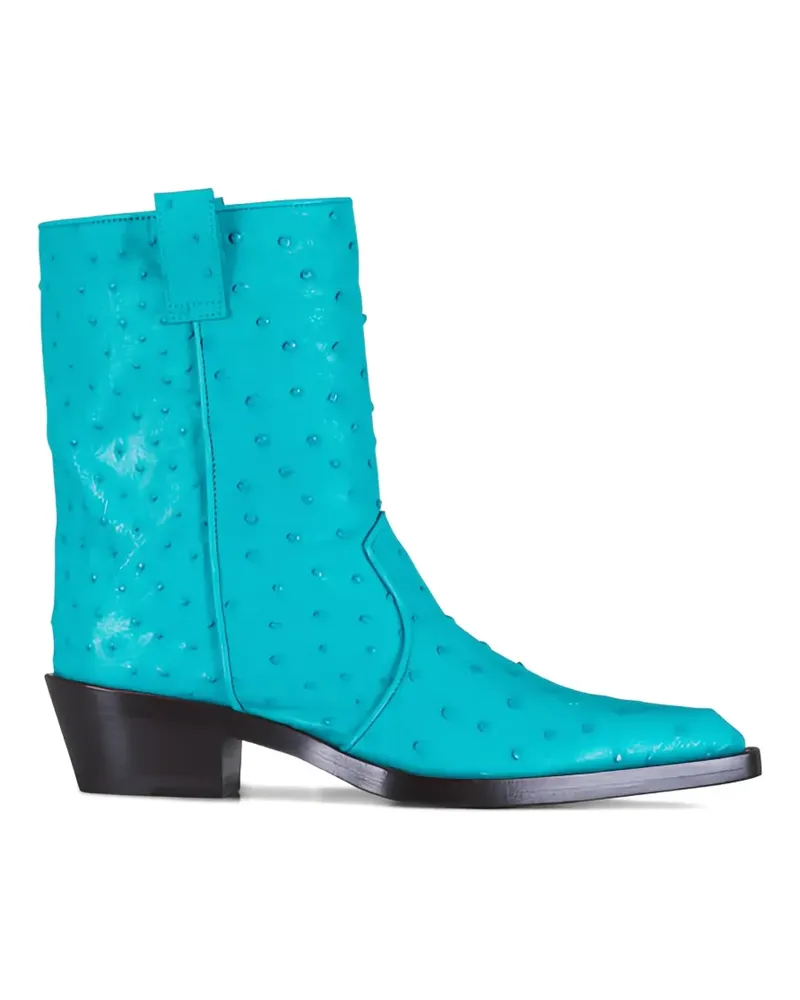 KHAITE Kurze Stiefel mit Straußen - Blau Blau