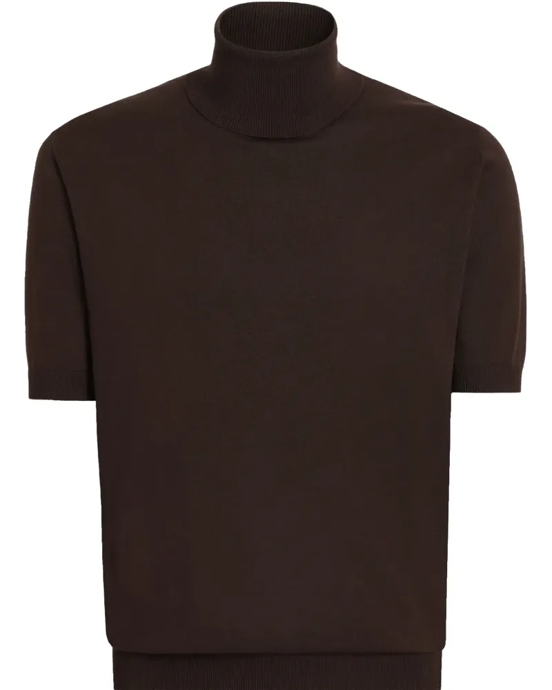 Dolce & Gabbana Fein gestricktes T-Shirt - Braun Braun