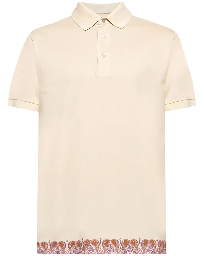 Etro Poloshirt mit Paisley-Besatz - Nude Nude