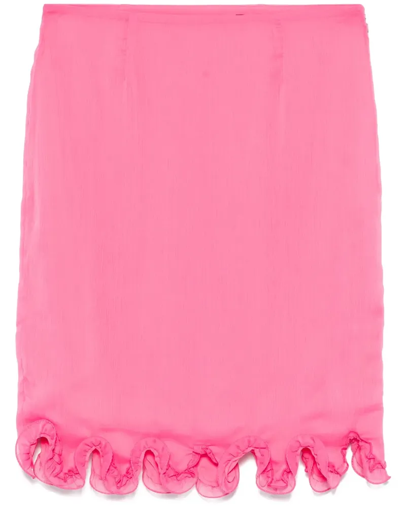 ROTATE Birger Christensen Chiffonrock mit Rüschenbesatz - Rosa Rosa