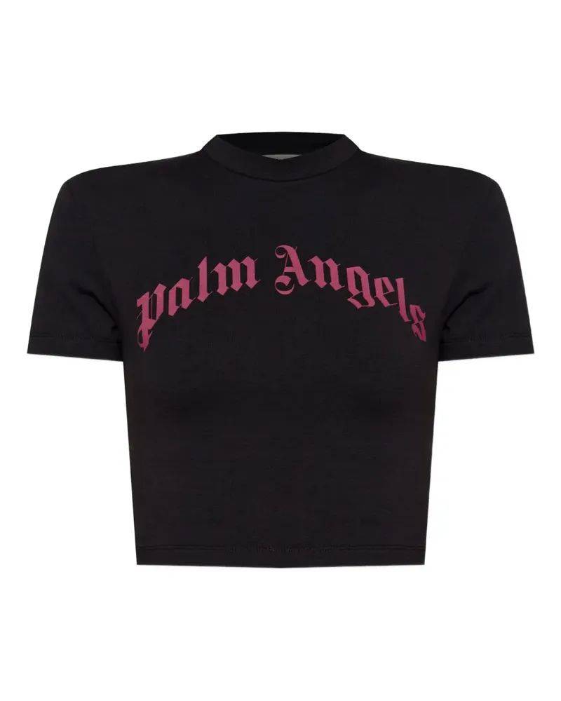 Palm Angels Cropped-T-Shirt mit Logo-Print - Schwarz Schwarz