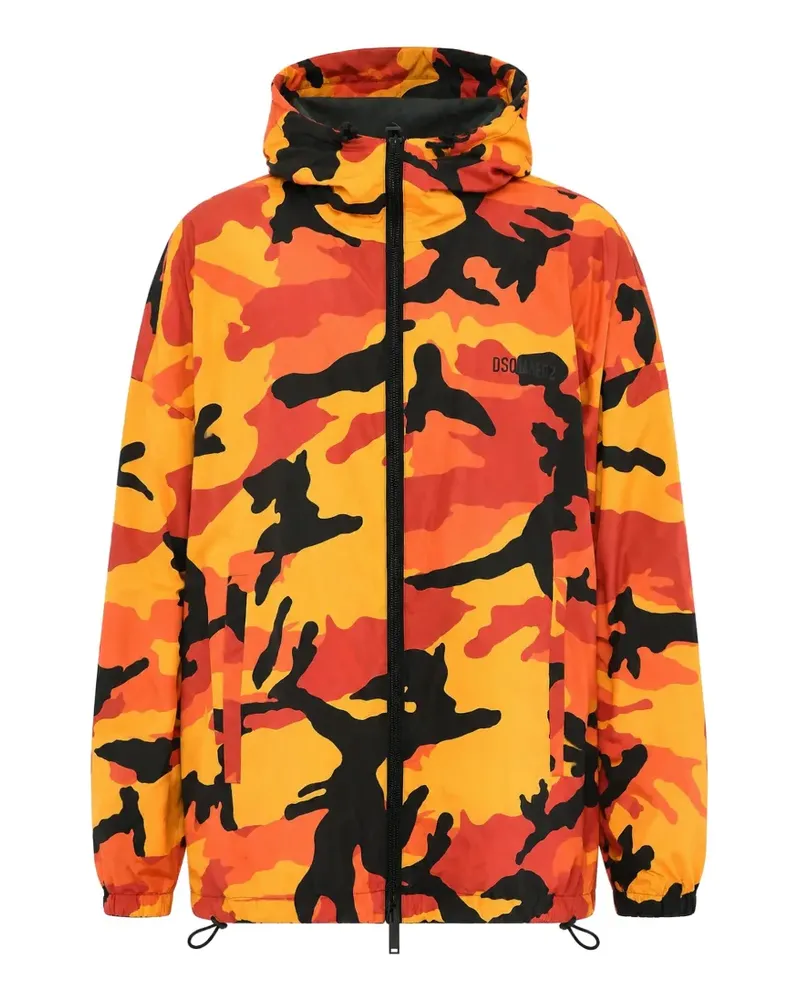Dsquared2 camouflage-print hooded jacket - Orange Orange