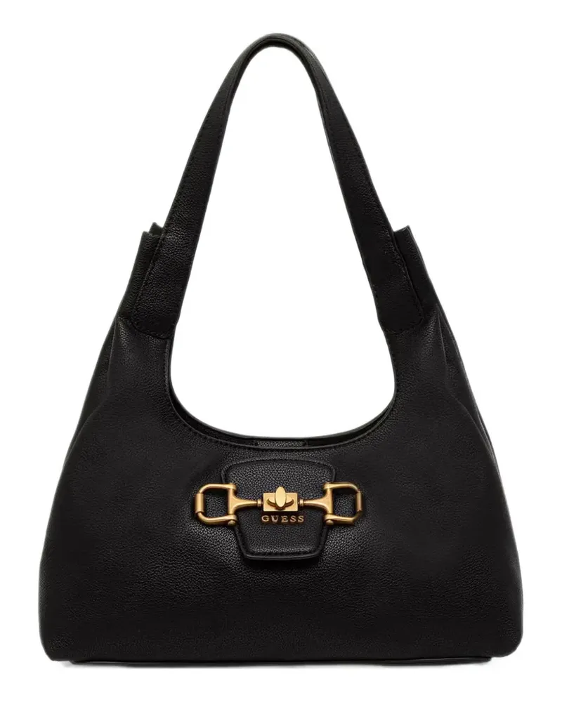 Guess Sunset horsebit-detail grained shoulder bag - Schwarz Schwarz