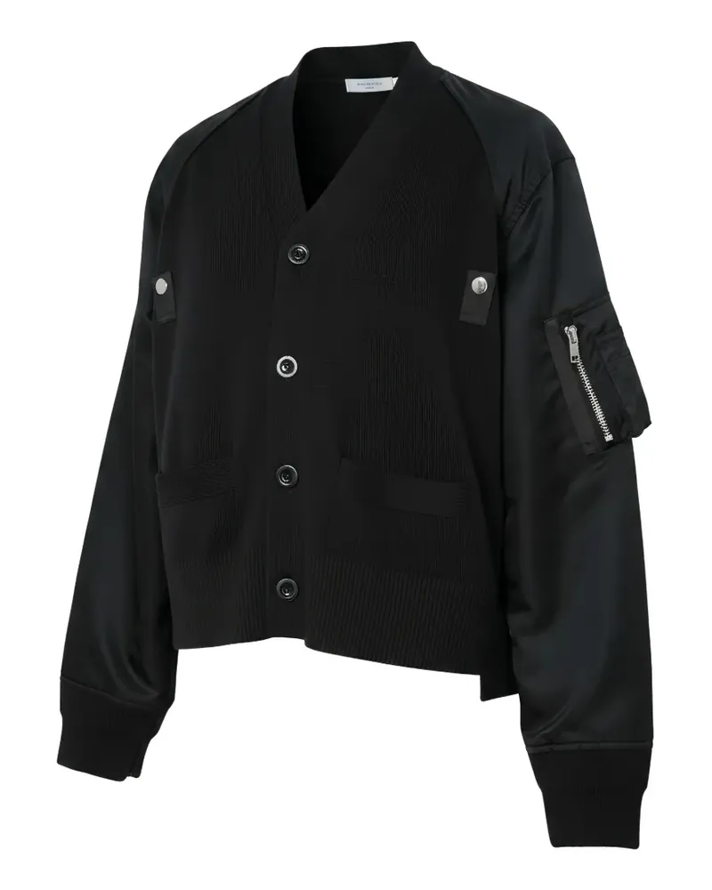Sacai Cardigan mit Kontrasteinsätzen - Schwarz Schwarz