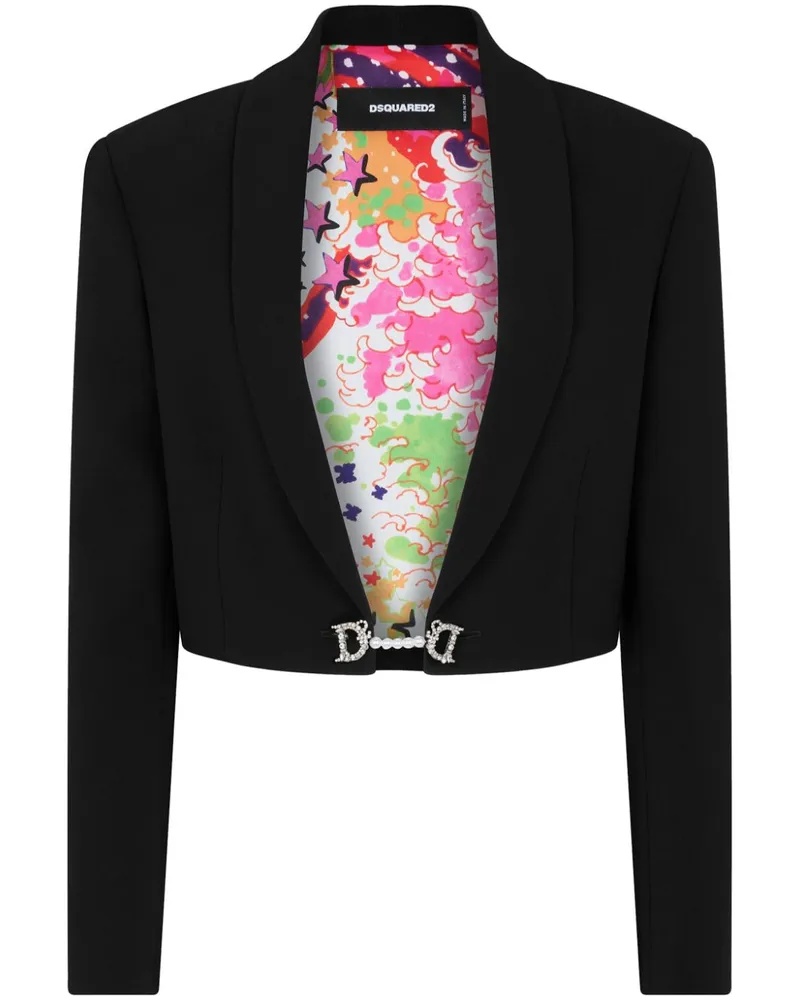 Dsquared2 Cropped-Blazer mit Logo-Schild - Schwarz Schwarz