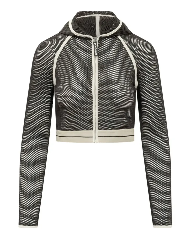 Palm Angels logo-band mesh hoodie - Schwarz Schwarz