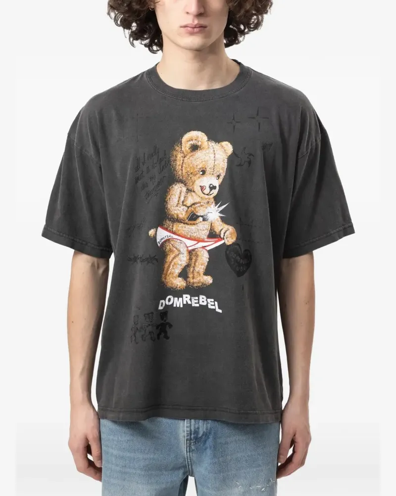 DOMREBEL Snap Sketch T-Shirt mit grafischem Print - Grau Grau
