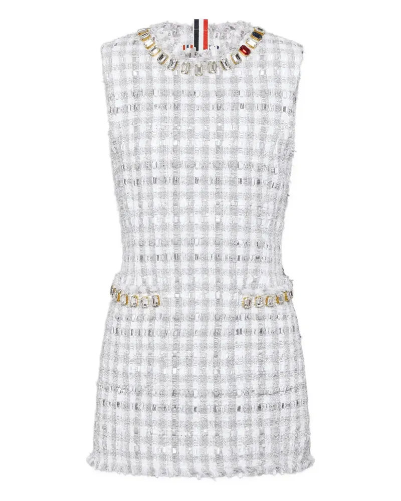 Thom Browne Tweed-Kleid mit Kristallen - Grau Grau