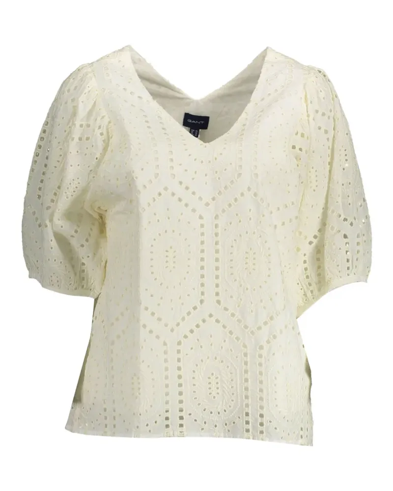 Gant eyelet-embroidered puff-sleeve blouse - Nude Nude