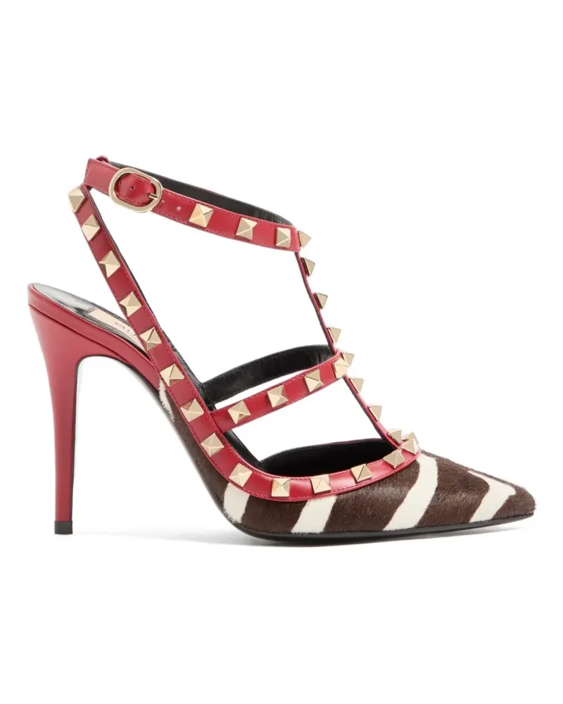 Valentino Garavani Rockstud pumps in pony-effect calfskin 100mm - Braun Braun