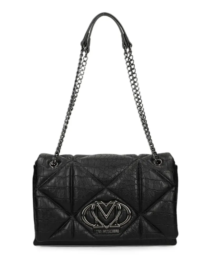 Moschino Schultertasche mit Logo-Applikation - Schwarz Schwarz