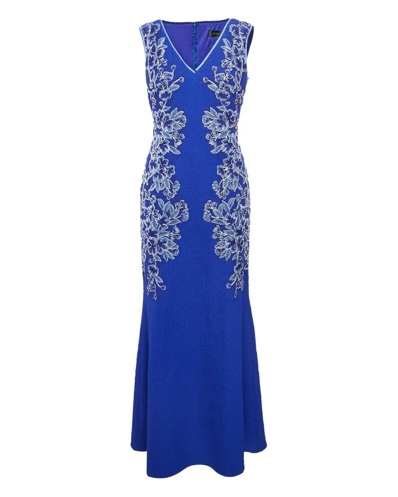 Tadashi Shoji 2023 pre-owned Maxikleid mit Blumenstickerei - Blau Blau