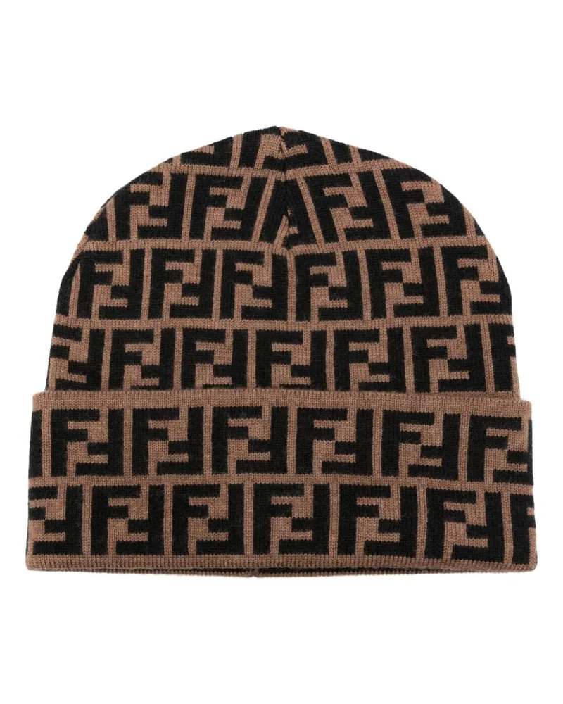 Fendi Intarsien-Beanie Braun