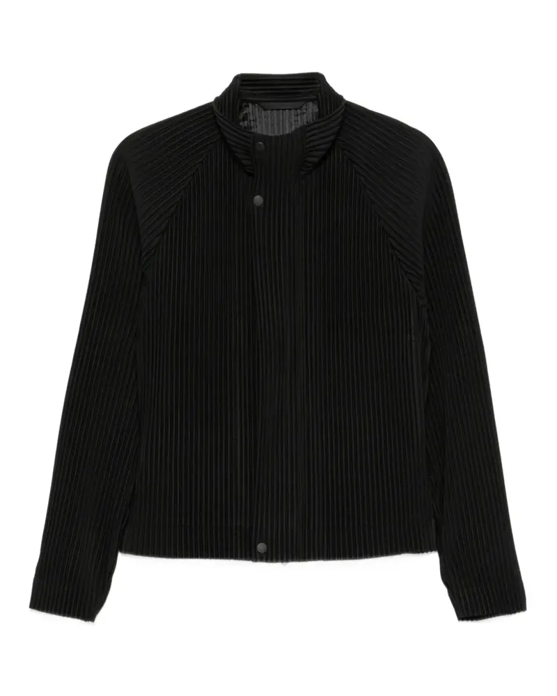 Issey Miyake Plissierte Jacke mit Stehkragen - Schwarz Schwarz