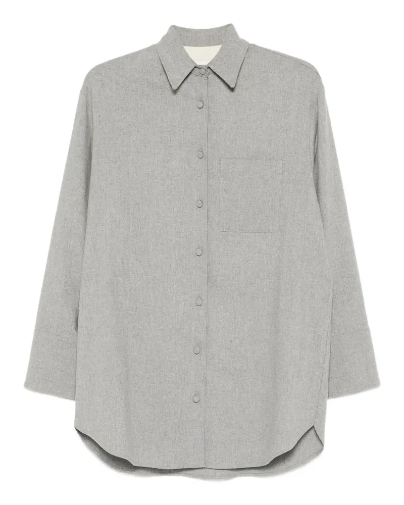 ALYSI button long wool shirt - Grau Grau