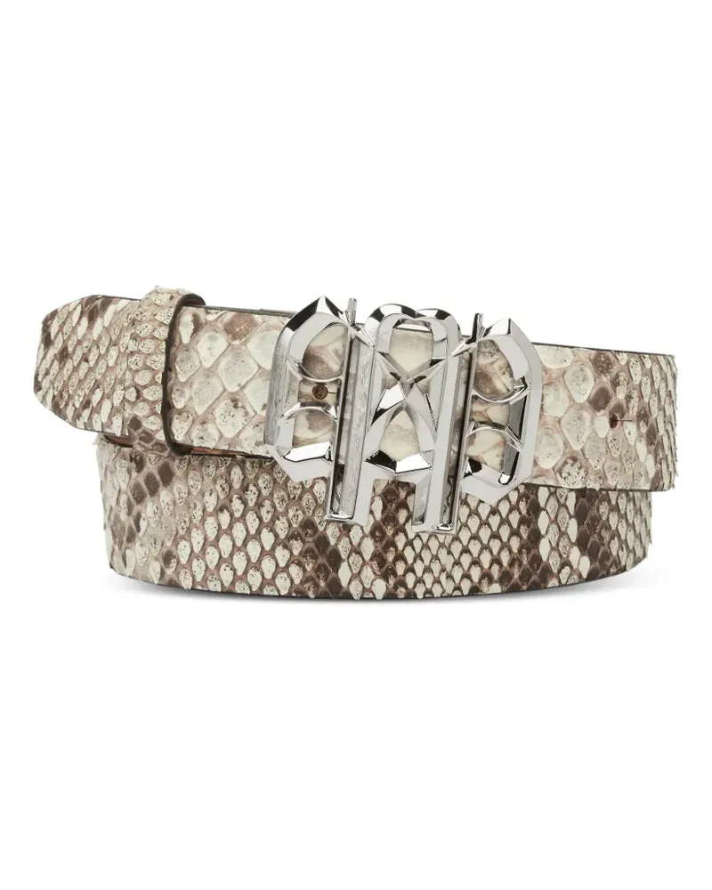 Philipp Plein Gothic Plein python-leather belt - Nude Nude