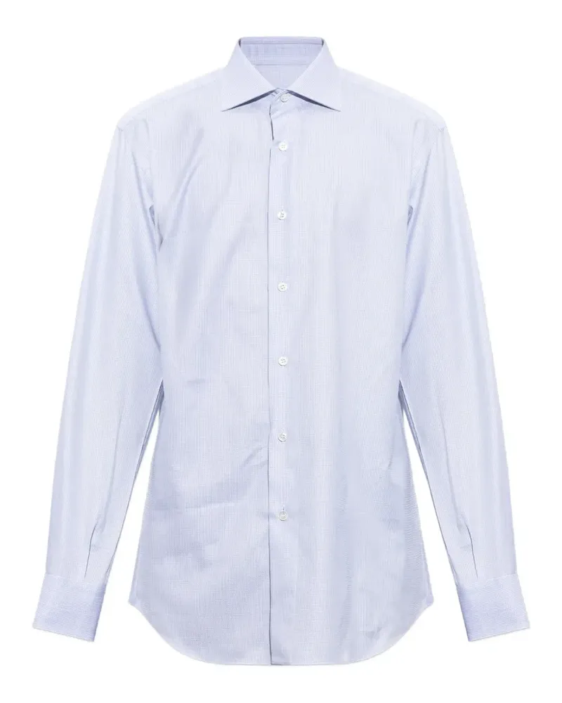 Brioni Hemd mit Mikro-Karomuster - Blau Blau