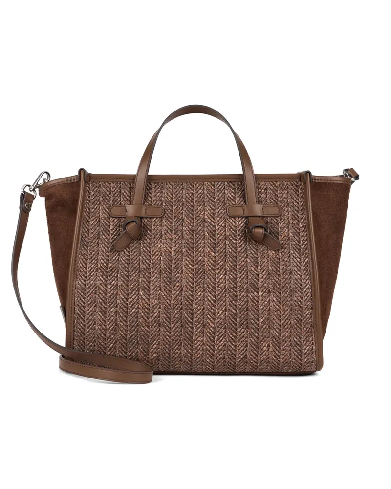 Gianni Chiarini Miss Marcella woven suede-panel tote bag - Braun Braun