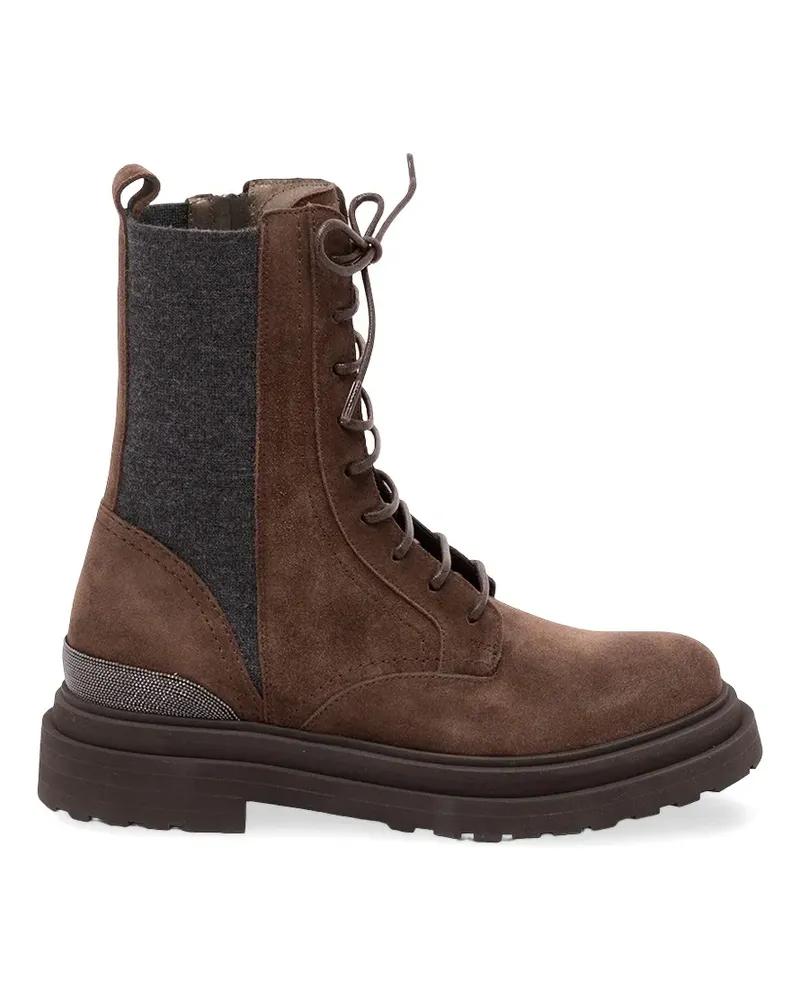 Brunello Cucinelli lace-up leather ankle boots - Braun Braun