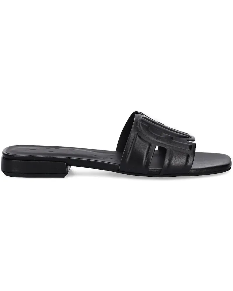 Furla Flache Sandalen mit Logo-Prägung - Schwarz Schwarz
