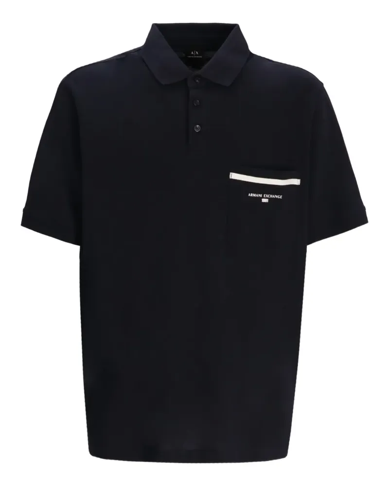 Armani Exchange Poloshirt mit Taschendetail - Schwarz Schwarz