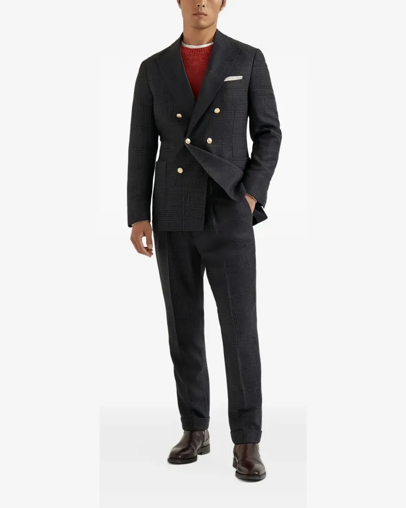 Brunello Cucinelli double-breasted checked suit - Grau Grau