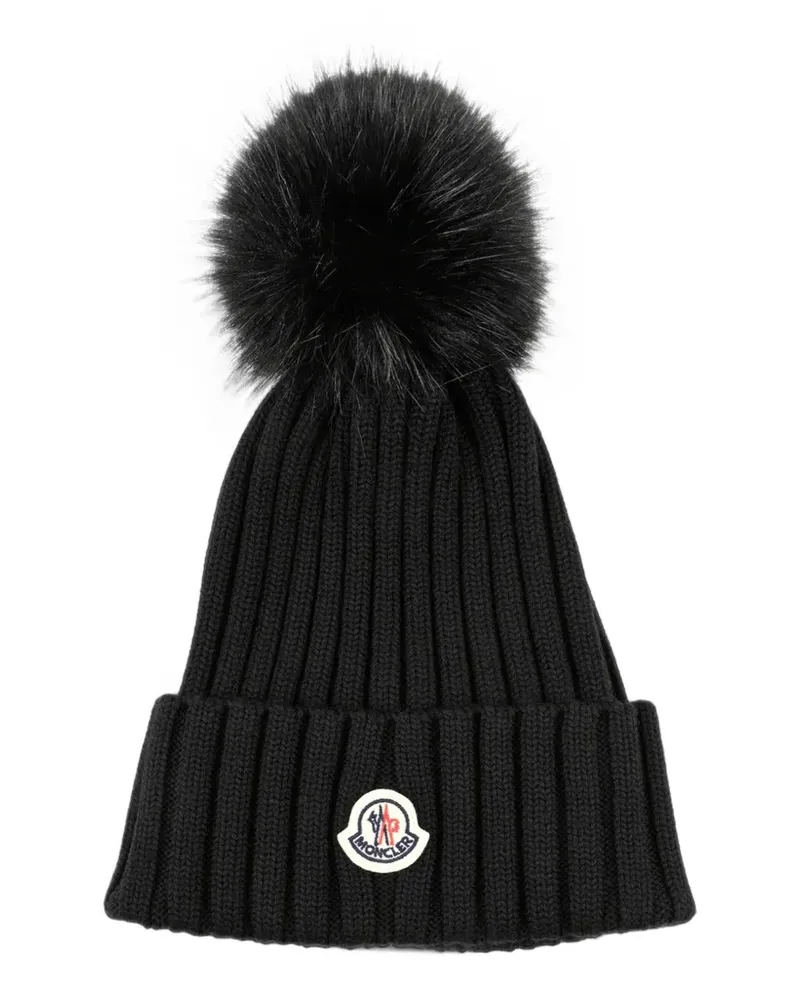 Moncler Beanie mit Pompon - Schwarz Schwarz