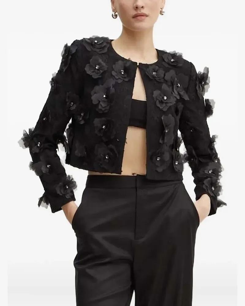 Custommade Verzierte Cropped-Jeansjacke - Schwarz Schwarz