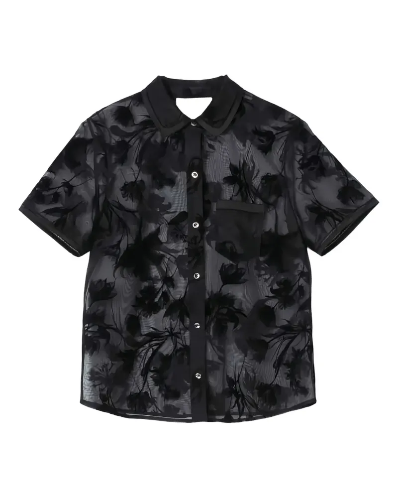 3.1 phillip lim Kurzärmeliges Hemd mit Blumen-Prägung - Schwarz Schwarz