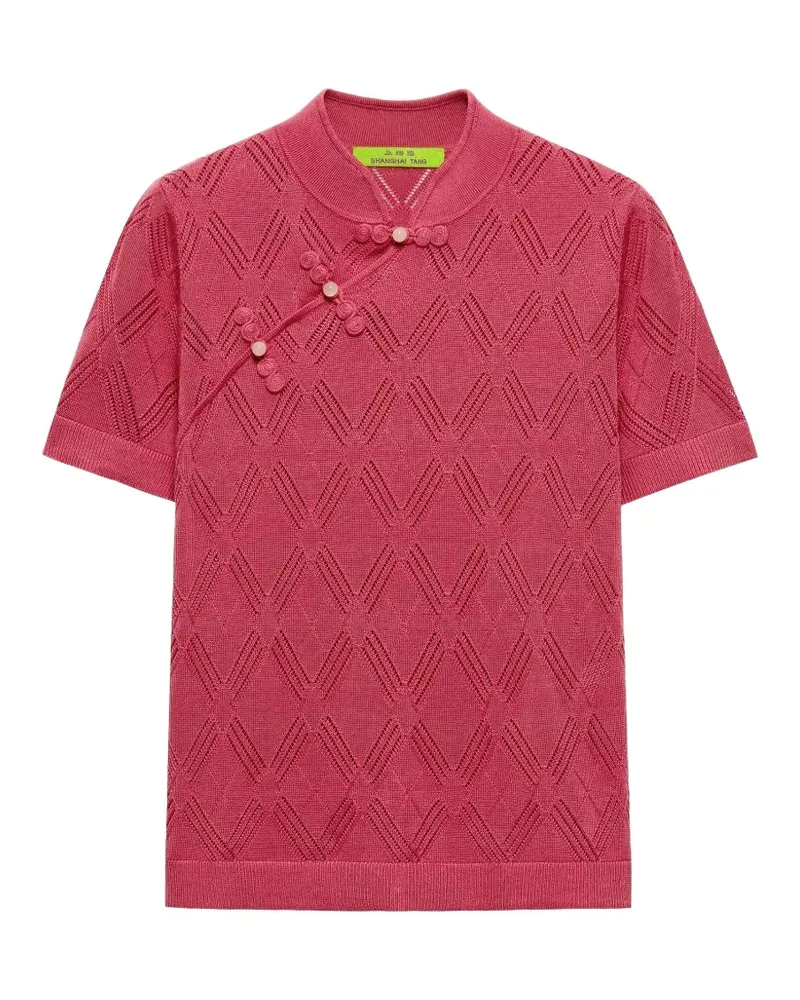 Shanghai Tang Qipao openwork-knit top - Rosa Rosa