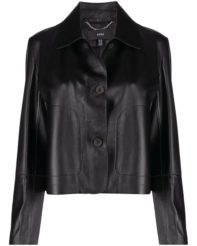 Arma Lederjacke mit Knopfleiste - Schwarz Schwarz