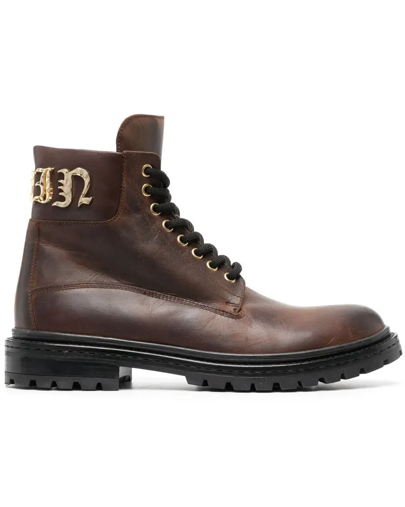 Philipp Plein Gothic Plein Schnürstiefel - Braun Braun