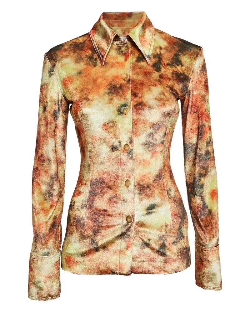 Nanushka Pre-owned Hemd mit Blumenprint - Orange Orange